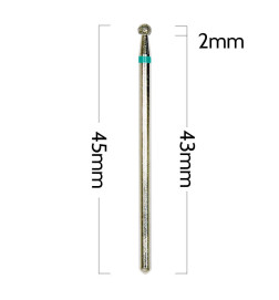 Deimantinis nagų frezos antgalis mini burbuliukas žalias 2.5mm