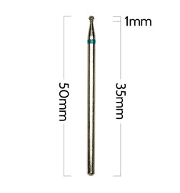 Deimantinis nagų frezos antgalis burbuliukas D018D-C 1mm žalias