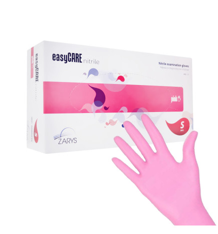 Vienkartinės nitrilinės, rožinės pirštinės be pudros Easycare S 100vnt.