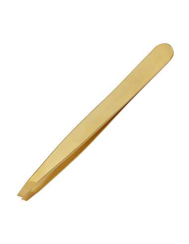 Gold plated slant tip tweezer for eyebrows