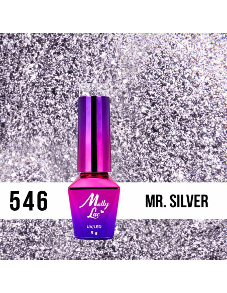 Gel nail polish MollyLac Luxury Glam Mr Silver 5g Nr.546