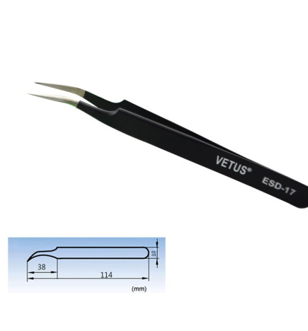 Vetus ESD-17 pincetas blakstienų priauginimui