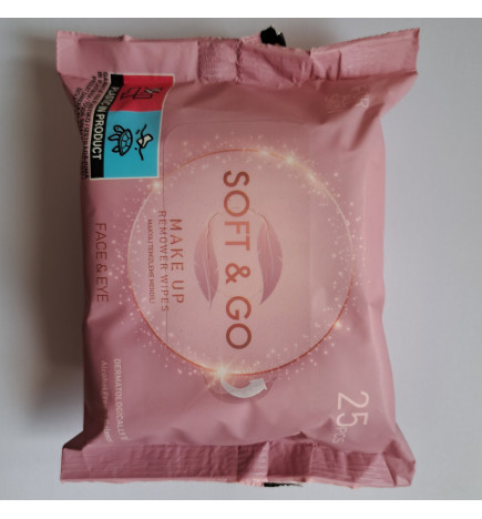 Soft & go makiažo valymo servetėlės 25 vienetai