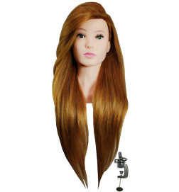 Manekeneo galva kirpėjams Paula su pečiais 80cm rudais natūraliais plaukais