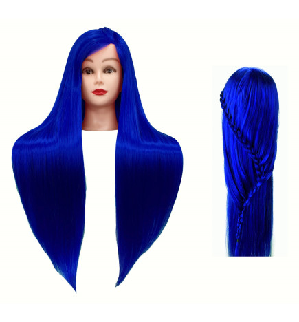 Manekeno galva kirpėjams IZA BLUE 80cm termo plaukais ir aksesuarais