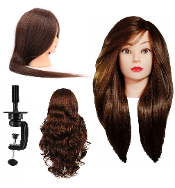 Manekeno galva kirpėjams ALINKA BROWN 60CM su aksesuarų rinkiniu