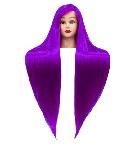 Manekeno galva kirpėjams IZA PURPLE 60CM ilgio plaukais