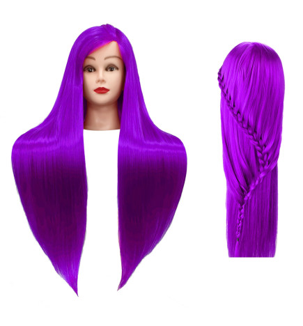 Manekeno galva kirpėjams IZA PURPLE 60CM ilgio plaukais