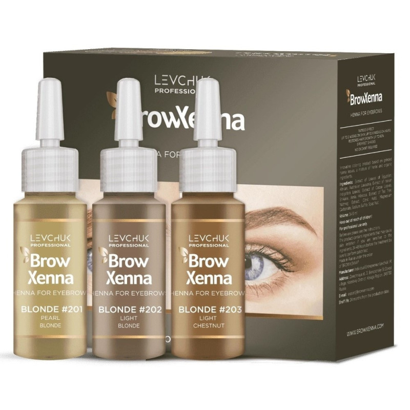 Antakių dažai Brow henna rinkinys blondinėms 3x10ml