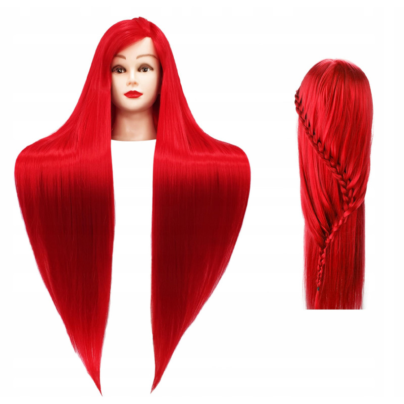 Manekeno galva kirpėjams IZA RED 90CM ilgio plaukais