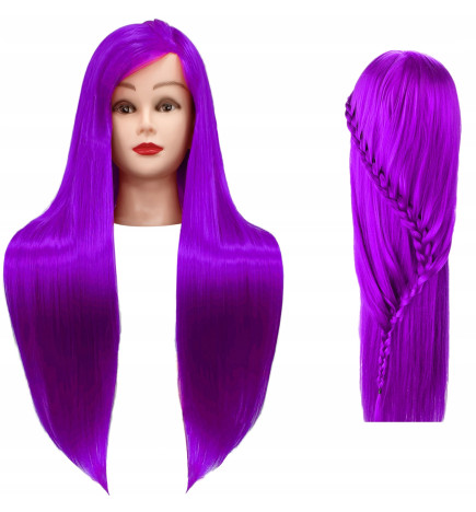 Manekeno galva kirpėjams IZA PURPLE 90CM ilgio plaukais