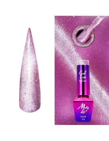 Hybrid nail polish MollyLac Cat Eye Womanity Amethyst 5g Nr 443