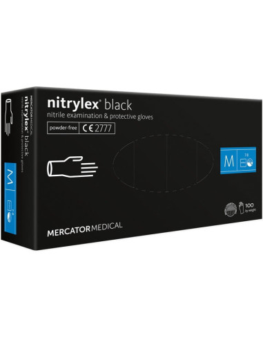Juodos vienkartinės nitrilinės pirštinės Nitrylex M dydis 100vnt.