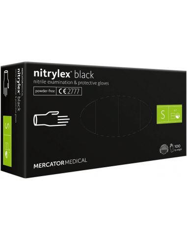 Juodos vienkartinės nitrilinės pirštinės Nitrylex S dydis 100vnt.