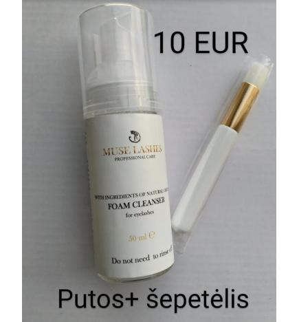 Blakstienų putos Muse lashes + blakstienų plovimo šepetėlis