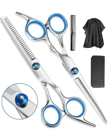 Set of scissors for haircut FRcolor 5 IN 1 blue