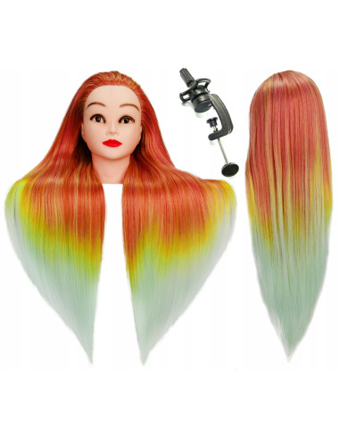 Mannequin head for hairdressers training IZA 70CM thermal synthetic hair