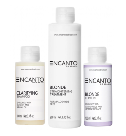 ENCANTO Ultimate Blonde keratino rinkinys plaukų tiesinimui