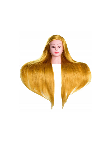 Mannequin head for hairdressers training STATIVE 60CM with thermal synthetic fiber