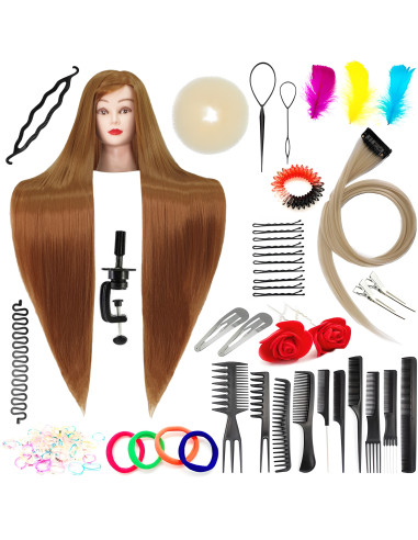Mannequin hairdresser training head Iza 60cm 100% synthetic heat resistant hair