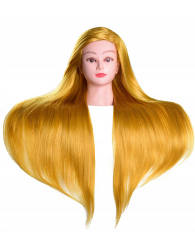 Manekeno galva kirpėjams Ilsa 90cm vario spalvos sintetiniais termo plaukais