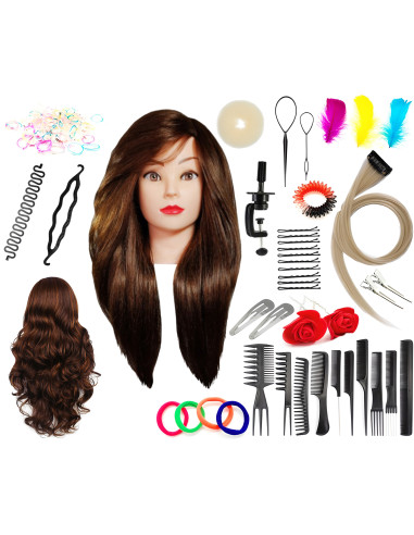 Hairdresser training head Alinka 50cm 60% natural hair with accessories set