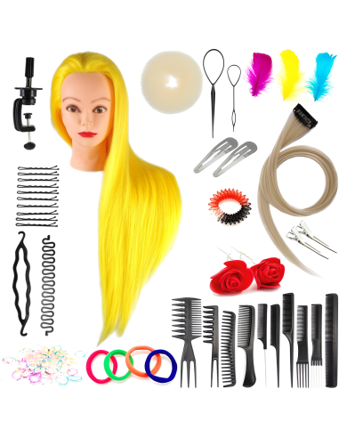 Mannequin head IZA GOLD 80cm synthetic heat resistant hair with accessories set