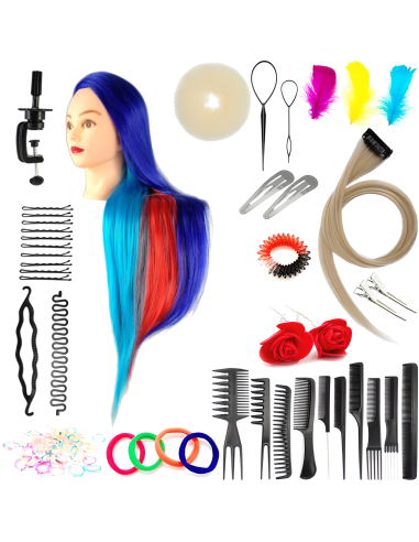 Mannequin head hairdressers IZA MIX 80cm with heat resistant hair and accessories set