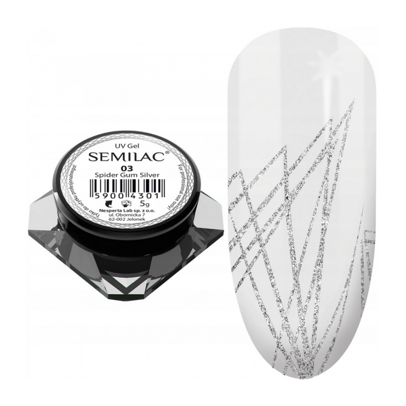 Semilac UV gelis nagų dailei Spider Gum 5 g SIDABRO/SILVER