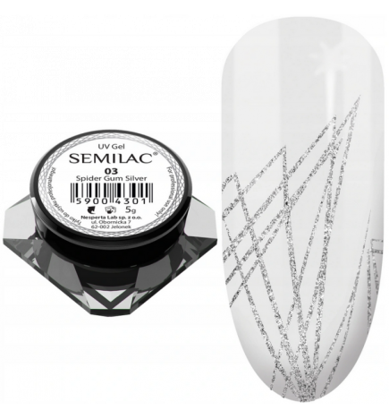 Semilac UV gelis nagų dailei Spider Gum 5 g SIDABRO/SILVER