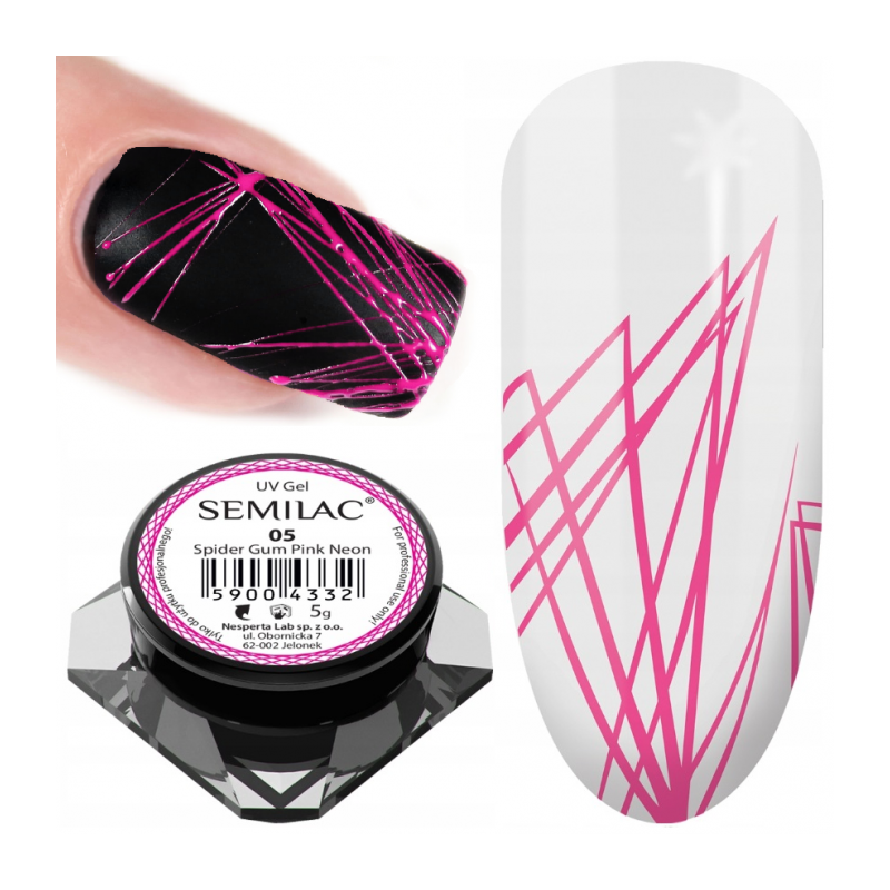 Semilac UV gelis nagų dailei Spider Gum 5 g PINK NEON/ROŽINĖ