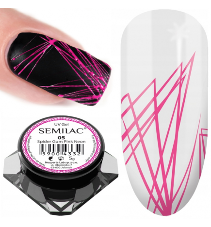 Semilac UV gelis nagų dailei Spider Gum 5 g PINK NEON/ROŽINĖ
