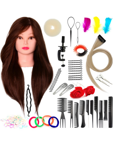 Mannequin head for hairdressers ELLA 65cm with accessories set