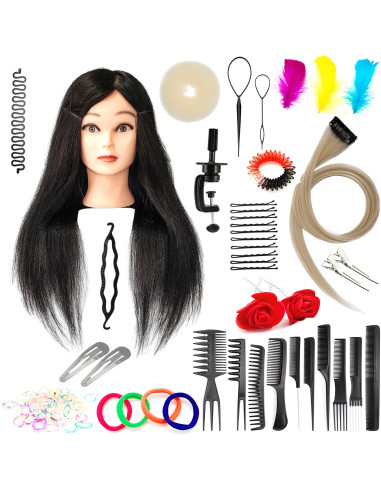 Hairdressers training head Jessica 65cm with accessories set