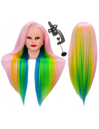 Mannequin head hairdresser IZA 70 CM mixed colour synthetic hair