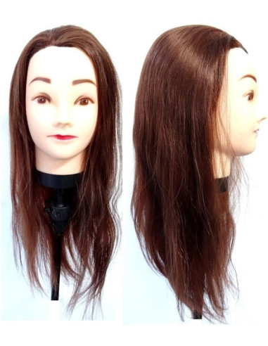 Mannequin head hairdresser ANETA 55 CM Brown synthetic heat resistant hair
