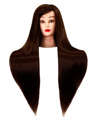 Mannequin head for hairdressers IZA BROWN 60CM with table clamp