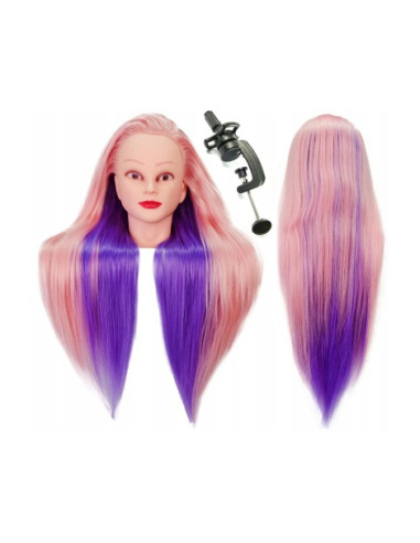 Mannequin head for hairdressers IZA MIX 80CM with table clamp