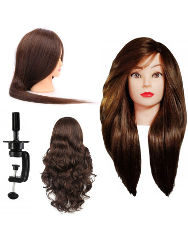 Mannequin head for hairdresser ALINKA BROWN 80cm 60% natural hair