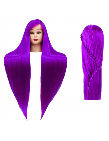 Manekeno galva kirpėjams IZA PURPLE 80CM ilgio plaukais
