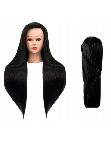 Mannequin hairdresser head Iza 90cm BLACK synthetic heat resistant hair