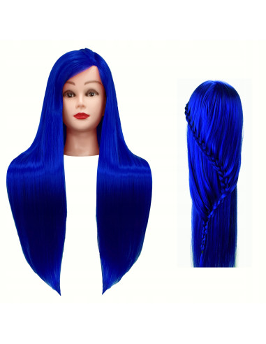 Mannequin head for hairdressers Iza blue 60cm