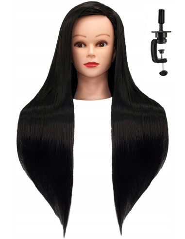 Mannequin head for hairdressers Iza black 80cm