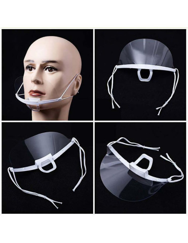 Skaidri plastikinė apsauginė veido kaukė skydas