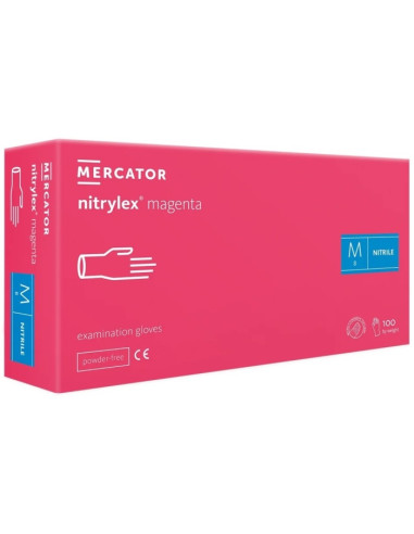 NITRYLEX disposable nitrile gloves without powder MAGENTA 100 pcs. size S