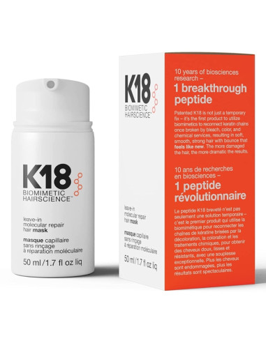 K18
Restorative hair mask Leave-In Molecular Repair Mask 50 ml