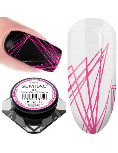 Semilac UV gel for nail art Spider Gum 5 g PINK NEON