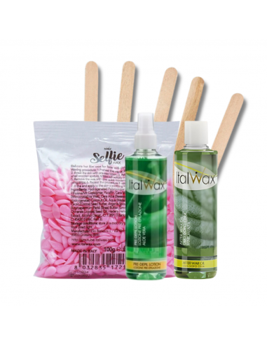 SET FOR FACIAL DEPILATION (Italwax Selfie wax + lotions before and after depilation + spatulas, 50 pcs.)